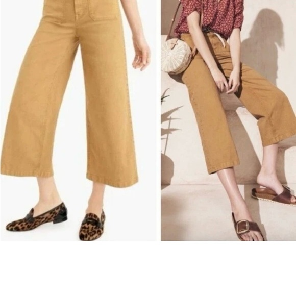 point sur Pants - Point Sur J. Crew Wide Leg Cropped Pants Washed Mustard Yellow, Sz 32